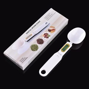 Jess Gadget Electronic Kitchen Scale 500g 0.1g LCD Digital Measuring Food Flour Digital Spoon Scale Mini Kitchen Tool for Milk Coffee Scale-White
